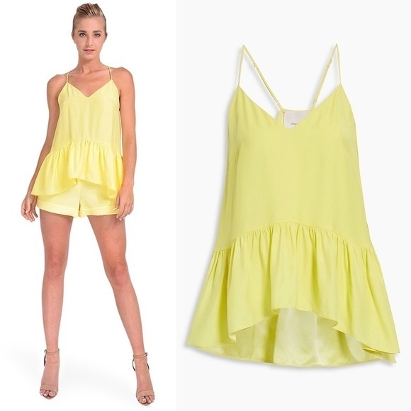 NWT CINQ A SEPT Silk Pastel Y2K Sleeveless Ruffle Hem V-Neck Babydoll Cami Top S - Picture 4 of 9